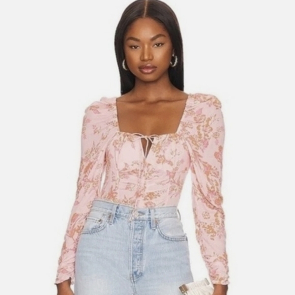 NWT Free People Hillary Floral Pink Combo Women's Top - Picture 3 of 5